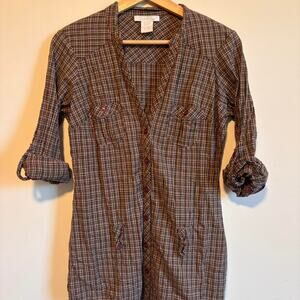 Vintage plaid y2k button up